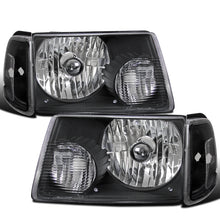 Ronnin - Fits 2001-2011 Ford Ranger Factory Replacement Headlights + Clear Corner Turn Signal Lights Assembly Pair | Black