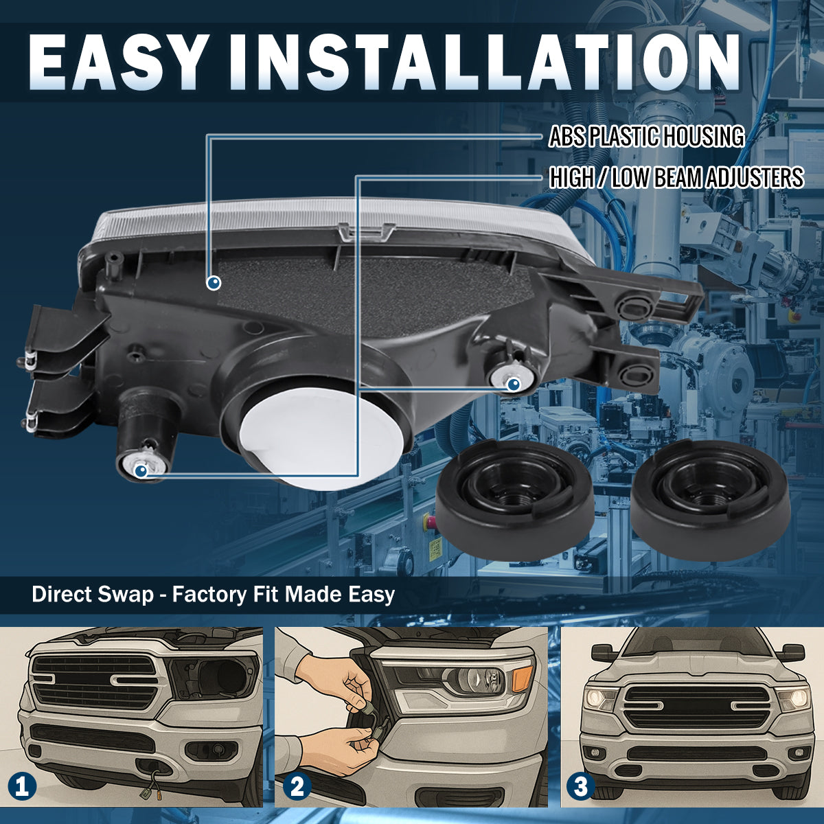 Ronnin - Compatible con Subaru Impreza 1995-2001, par de faros delanteros de repuesto y luces de intermitencia con esquina ámbar | Negras
