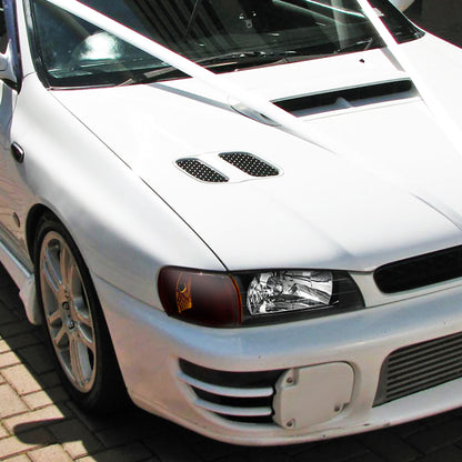 Ronnin - Compatible con Subaru Impreza 1995-2001, par de faros delanteros de repuesto y luces de intermitencia con esquina ámbar | Negras