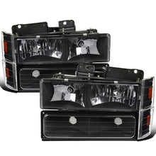 Ronnin - Faros de repuesto + luces de intermitentes de parachoques + luces de estacionamiento de esquina para Chevy GMC C10 C/K Sierra Silverado Blazer Yukon Tahoe de 1988-1993 | Par de unidades negras