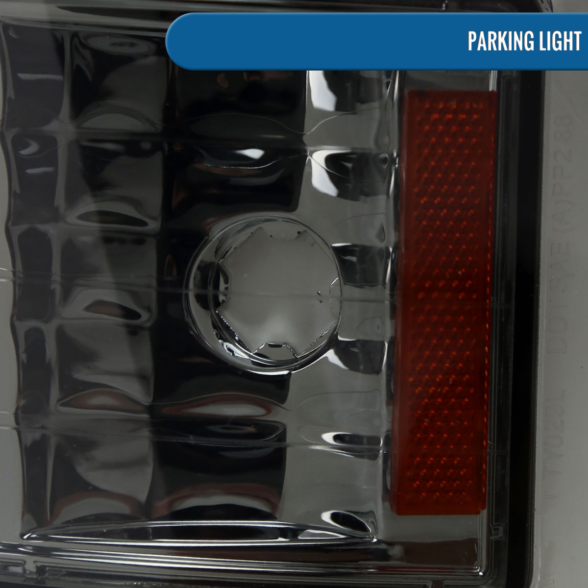 Ronnin - Fits 1994-1998 Chevy C10 C/K Silverado Suburban Tahoe LED Tube Headlights + Corner Bumper Parking Lights Assembly Pair | Smoke