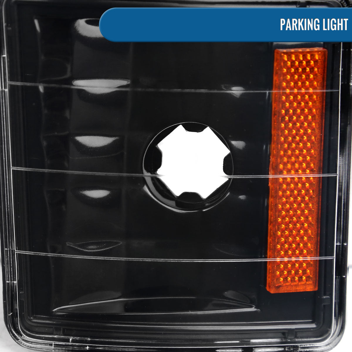 Ronnin - Fits 1994-1998 Chevy C10 C/K Silverado Suburban Tahoe LED Tube Headlights + Corner Bumper Parking Lights Assembly Pair | Black