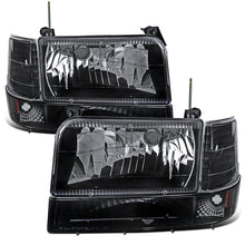 Ronnin - Fits 1992-1996 Ford F150 F250 F350 Bronco Factory Replacement Headlights + Bumper Lights + Corner Lights Assembly Pair | Black