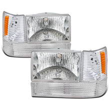 Ronnin - Fits 1993-1996 Jeep Grand Cherokee Replacement Headlights + Bumper Turn Signals Lights + Corner Parking Lamps Assembly Pair | Chrome