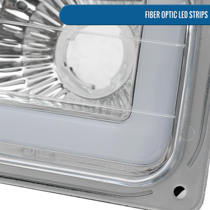 Ronnin - Fits 1994-1999 GMC C10 C/K Suburban Sierra Yukon LED Tube Headlights + Corner Bumper Parking Lights Assembly Pair | Chrome