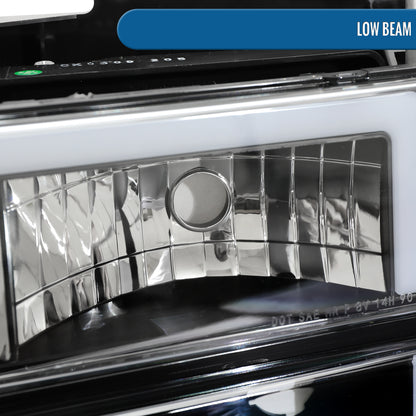 Ronnin - Fits 1994-1999 GMC C10 C/K Suburban Sierra Yukon LED Tube Headlights + Corner Bumper Parking Lights Assembly Pair | Black