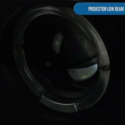 Ronnin - Compatible con Chevy S10 Blazer 1998-2004 Mejora Faros delanteros con proyector y aros LED halo + Luces de parachoques LED con señal de giro, conjunto de par | Negro ahumado