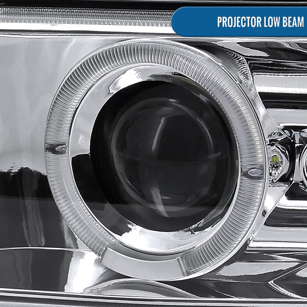 Ronnin - Fits 1999-2002 Chevy Silverado 2000-2006 Suburban Tahoe LED Dual Halo Rims Projector Headlights + Bumper Lamps Pair | Chrome