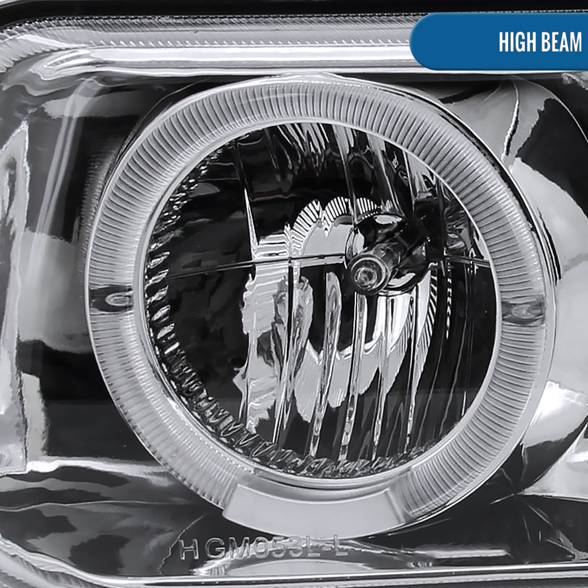 Ronnin - Fits 1999-2002 Chevy Silverado 2000-2006 Suburban Tahoe LED Dual Halo Rims Projector Headlights + Bumper Lamps Pair | Chrome