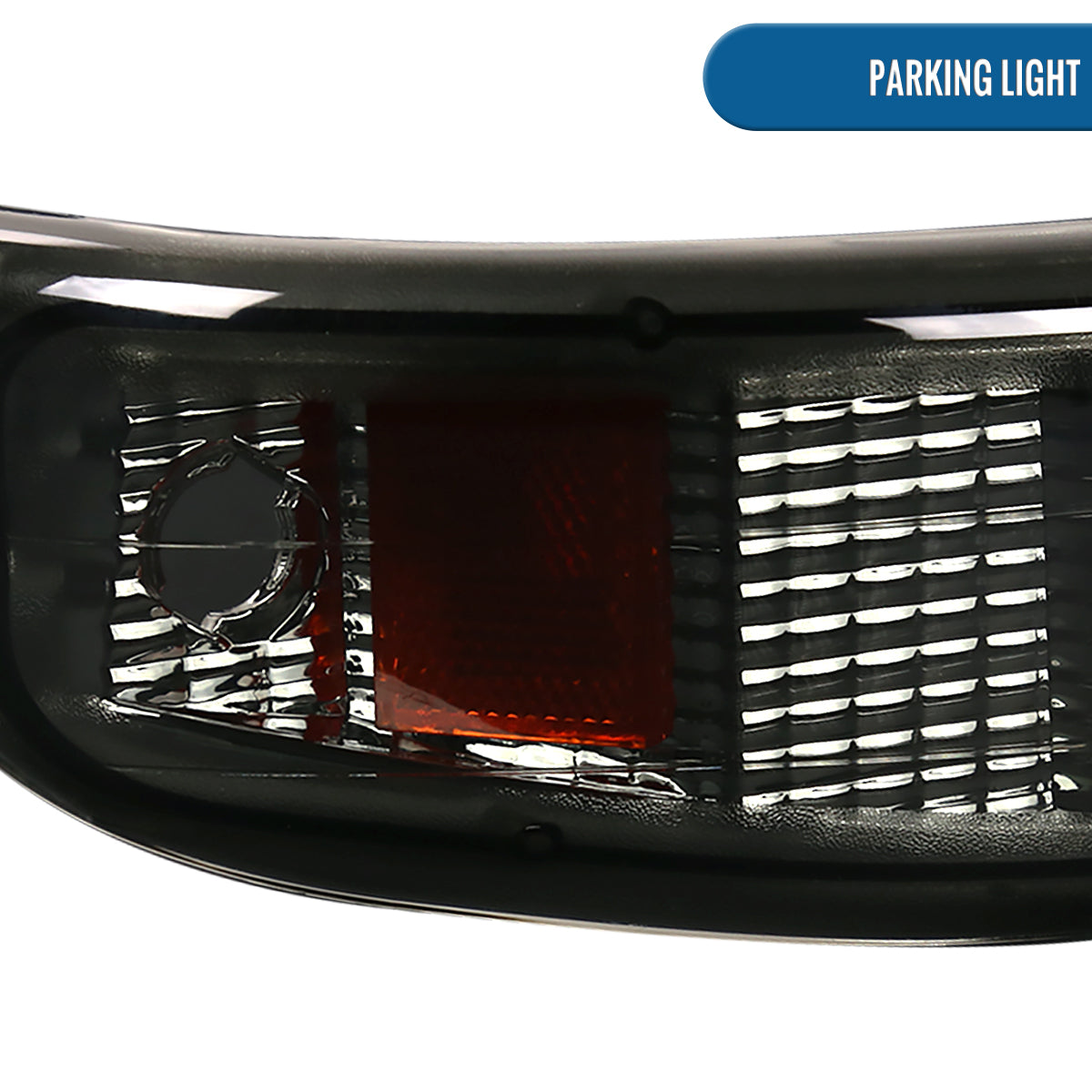 Ronnin - Fits 1999-2002 Chevy Silverado 2000-2006 Suburban Tahoe LED Dual Halo Rims Projector Headlights + Bumper Lamps Pair | Smoke