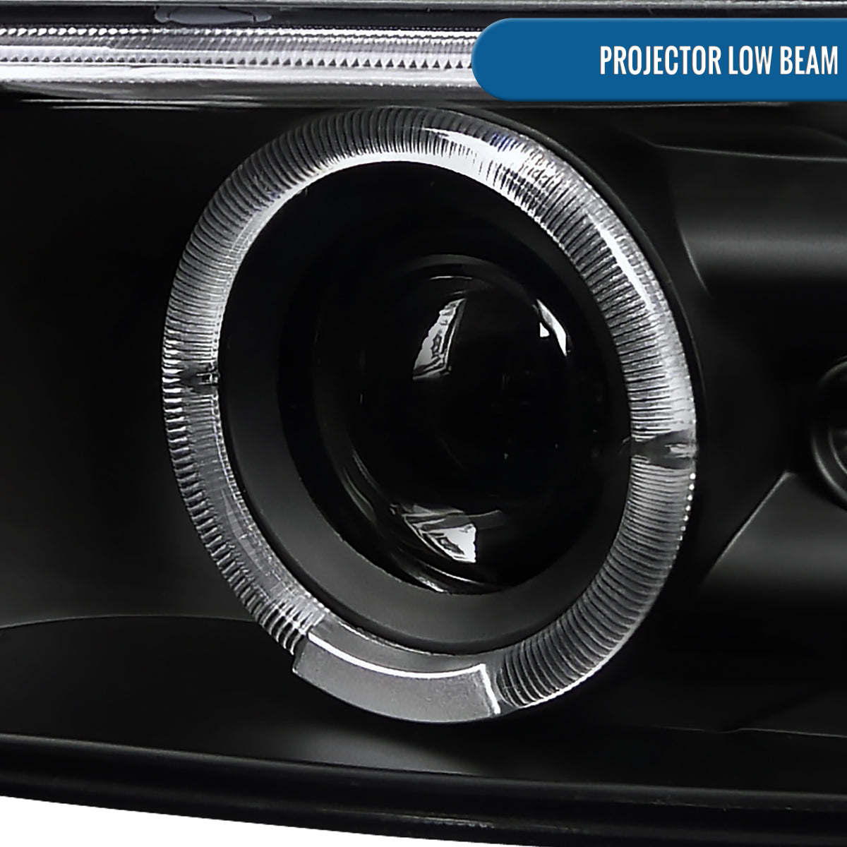 Ronnin - Fits 1999-2002 Chevy Silverado 2000-2006 Suburban Tahoe LED Dual Halo Rims Projector Headlights + Bumper Lamps Pair | Black