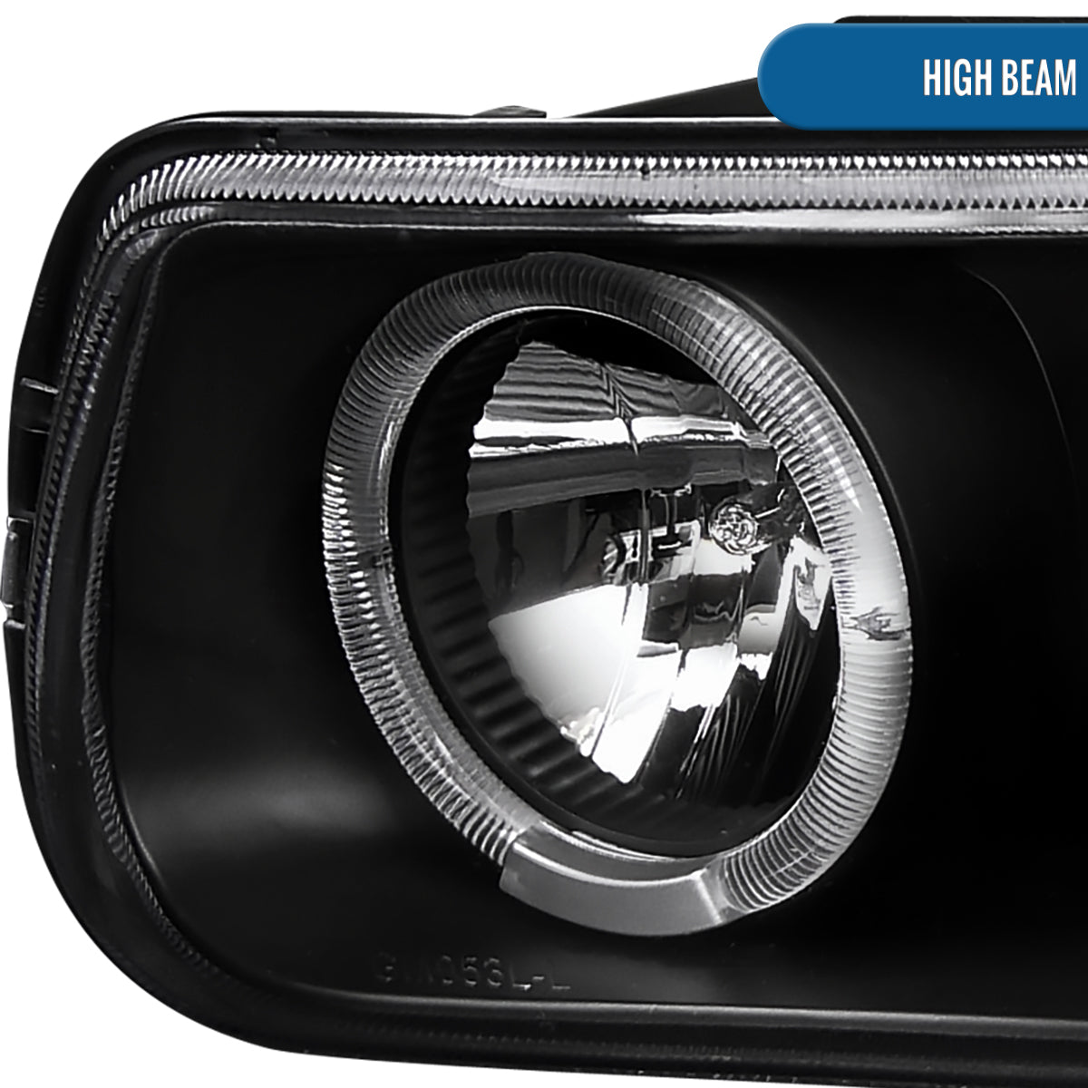 Ronnin - Fits 1999-2002 Chevy Silverado 2000-2006 Suburban Tahoe LED Dual Halo Rims Projector Headlights + Bumper Lamps Pair | Black