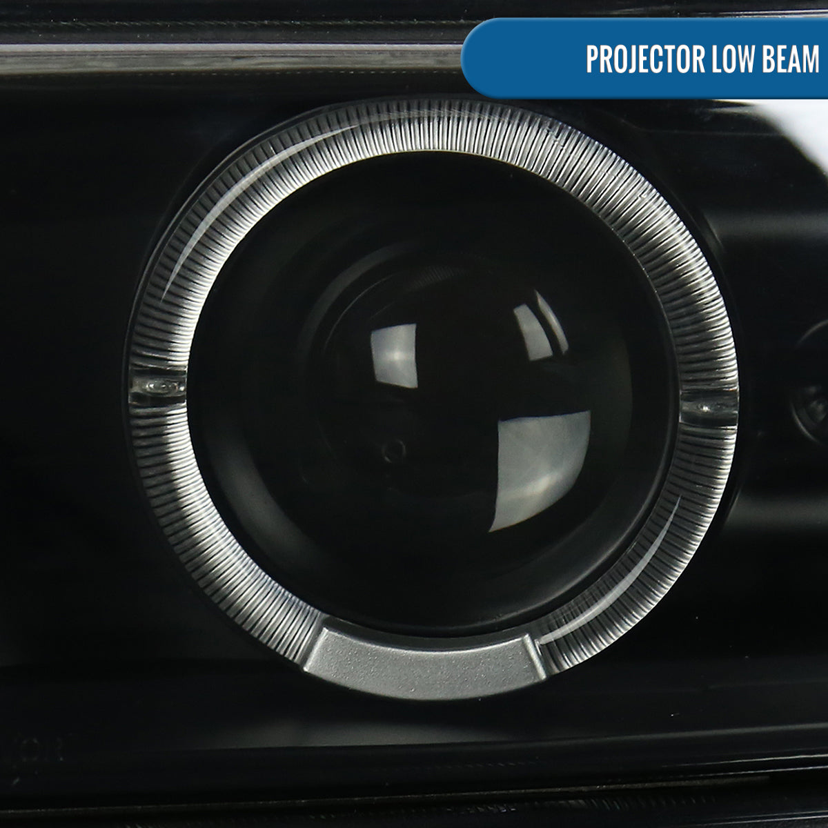 Ronnin - Fits 1999-2002 Chevy Silverado 2000-2006 Suburban Tahoe LED Dual Halo Rims Projector Headlights + Bumper Lamps Pair | Black Smoke