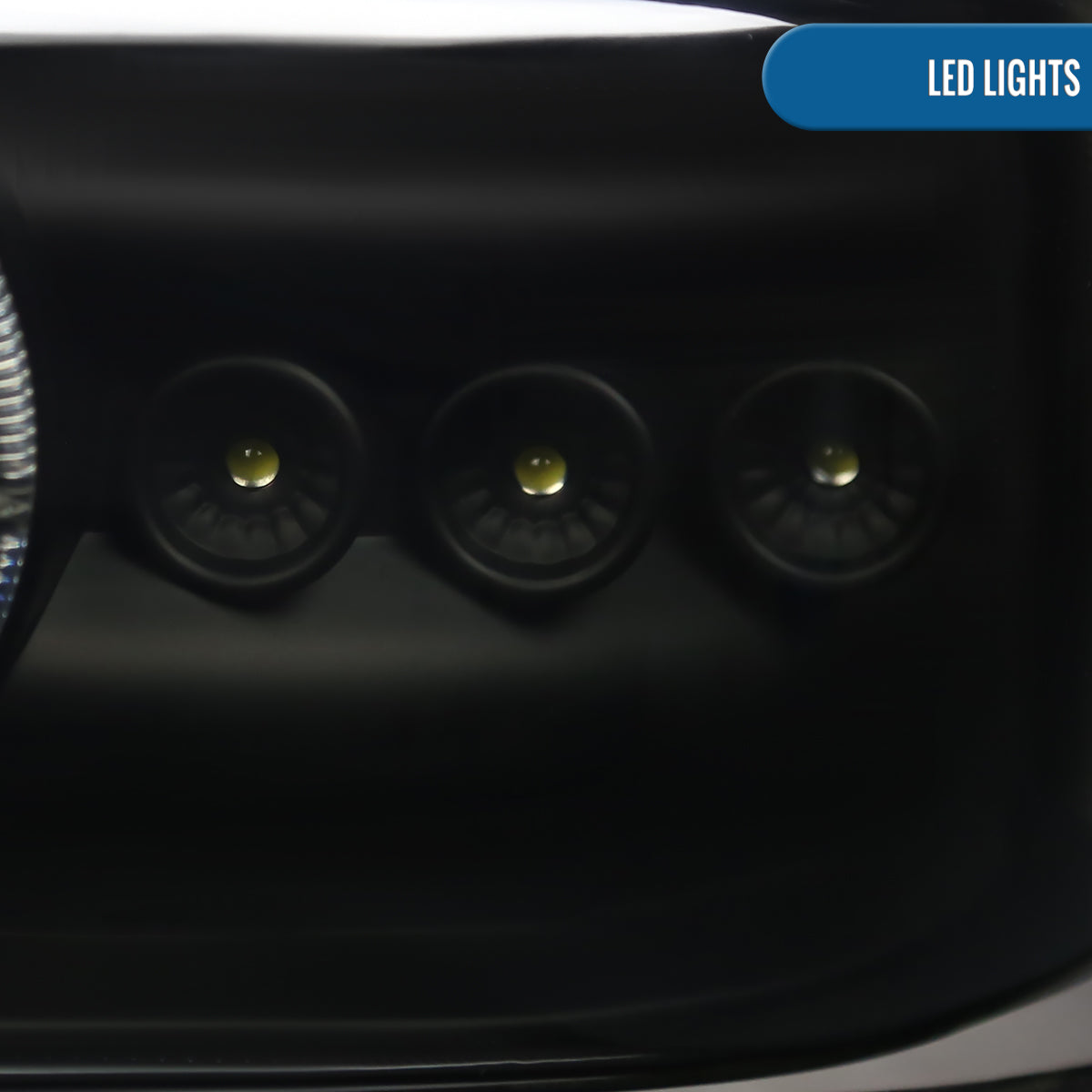 Ronnin - Fits 1999-2002 Chevy Silverado 2000-2006 Suburban Tahoe LED Dual Halo Rims Projector Headlights + Bumper Lamps Pair | Black Smoke