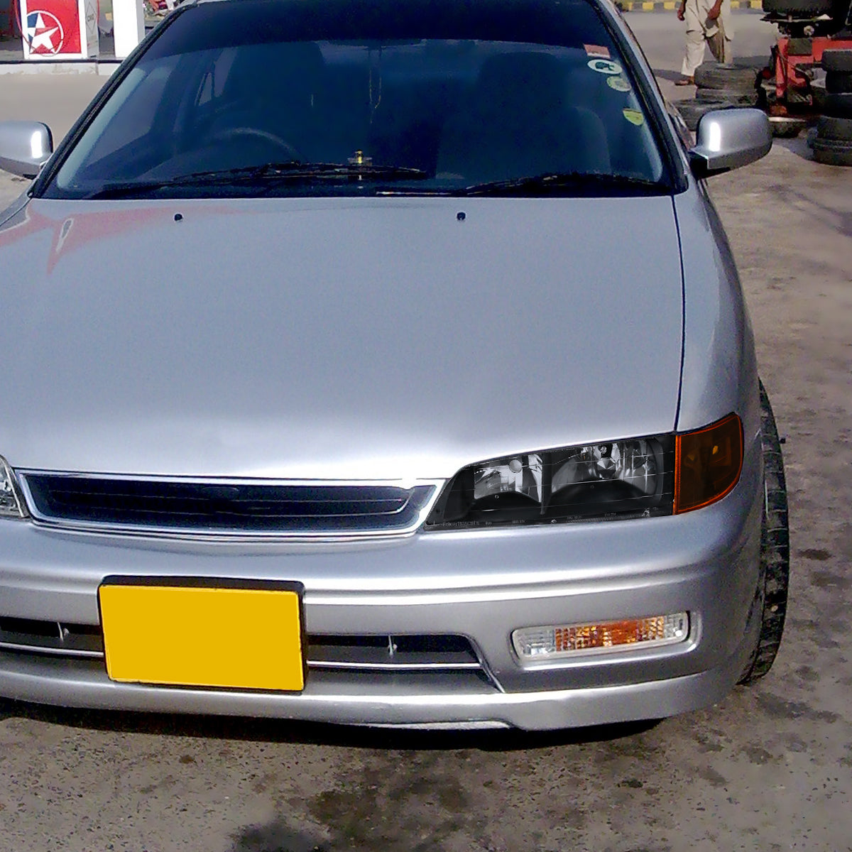 Ronnin - Conjunto de faros delanteros de repuesto de fábrica para Honda Accord 1994-1997 + luces de señal de giro de esquina ámbar par | Negro