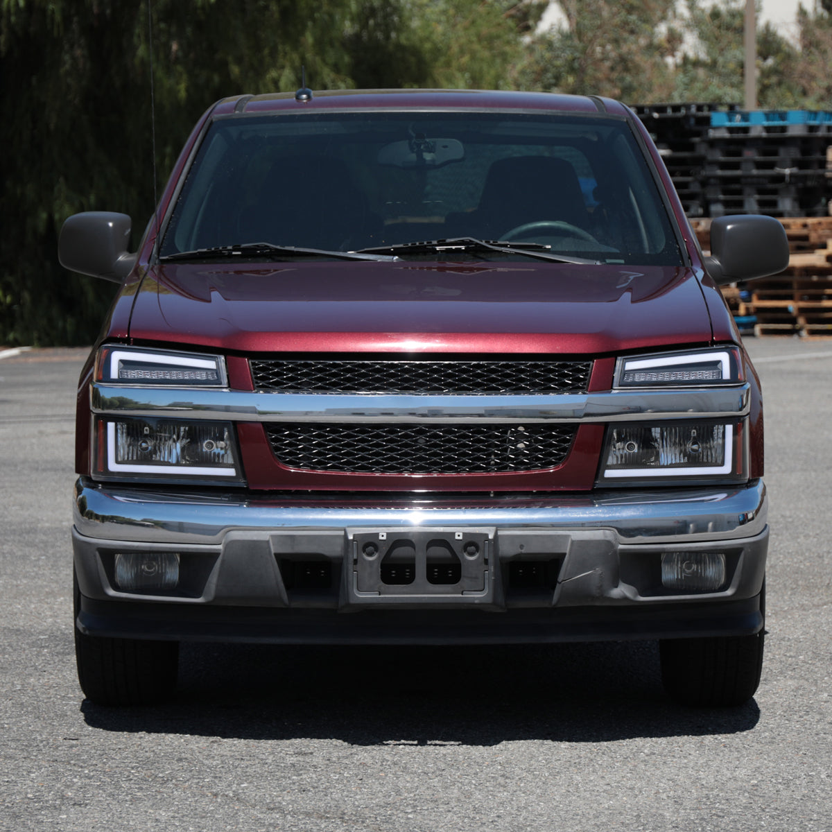 2004-2012 Chevy Colorado GMC Canyon 2006-2008 Isuzu i-Series LED DRL Headlights + Switchback Sequential LED Signal Bumper Corner Lamps Assembly Pair | Black Smoke