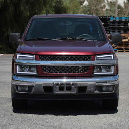 2004-2012 Chevy Colorado GMC Canyon 2006-2008 Isuzu i-Series LED DRL Headlights + Switchback Sequential LED Signal Bumper Corner Lamps Assembly Pair | Black Smoke