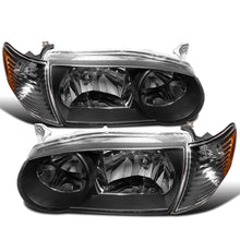 Ronnin - Faros de repuesto para Toyota Corolla 2001-2002 + conjunto de luces direccionales de esquina, par | Negro