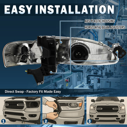 Ronnin - Compatible con Toyota Corolla 1998-2000 | Par de faros delanteros de repuesto + conjunto de luces direccionales de esquina | Negro