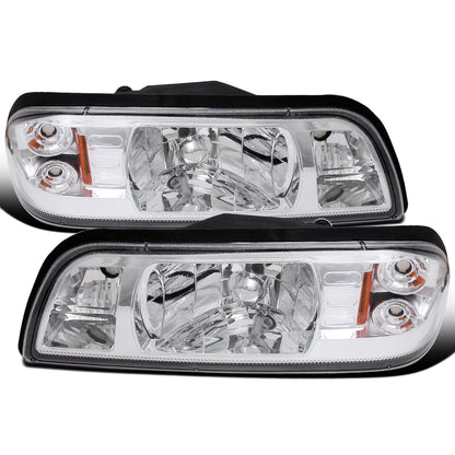 Ronnin - Fits 1987-1993 Ford Mustang Factory Replacement All-in-One Headlights Assembly Pair | Chrome