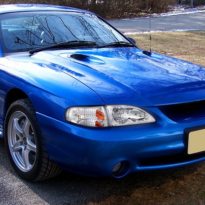Ronnin - Faros de repuesto de fábrica para Ford Mustang 1994-1998 + Conjunto de luces direccionales de esquina Par | Cromo