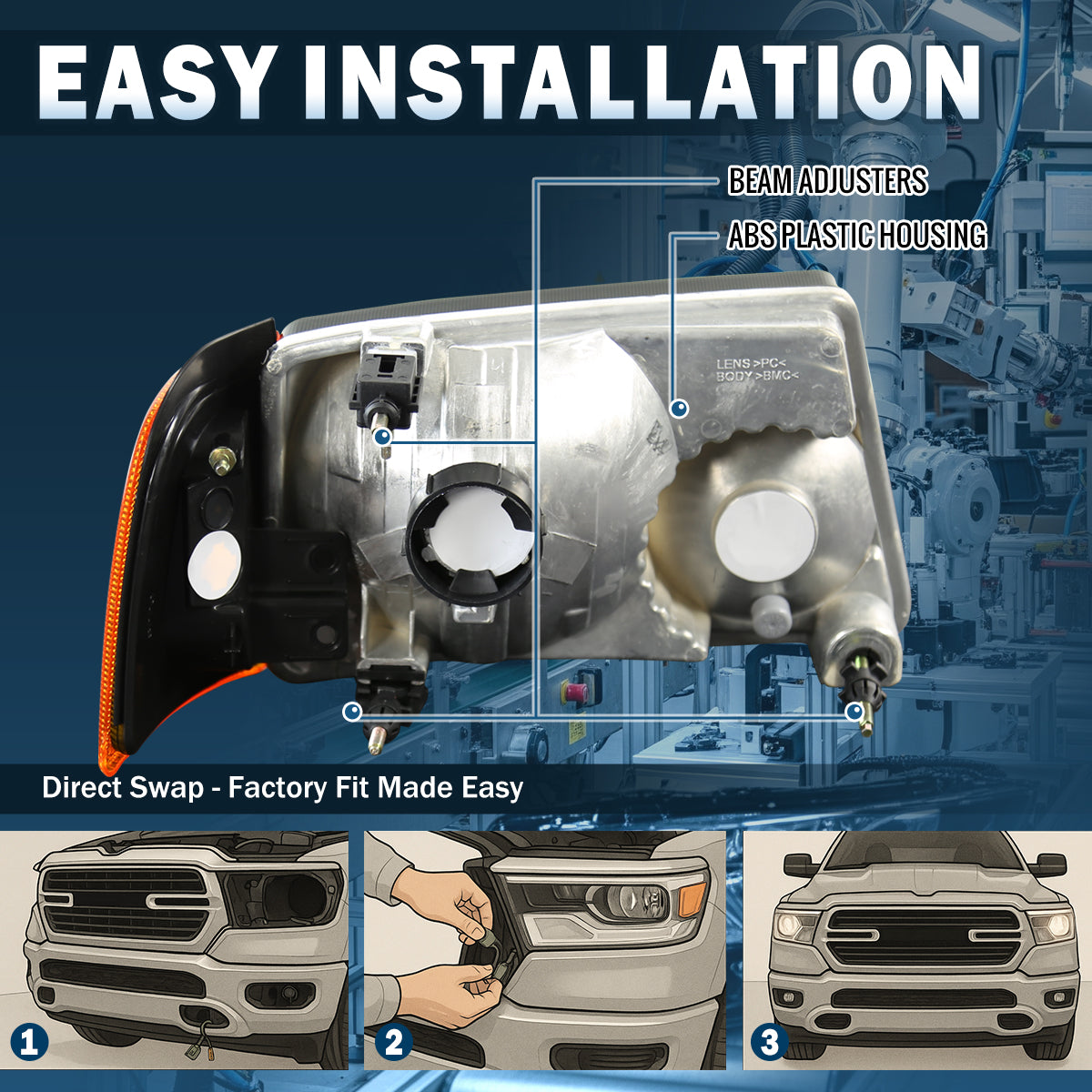Ronnin - Se adapta a Ford Ranger 2001-2011 Faros de repuesto + Conjunto de luces direccionales de esquina ámbar Par | Ahumado