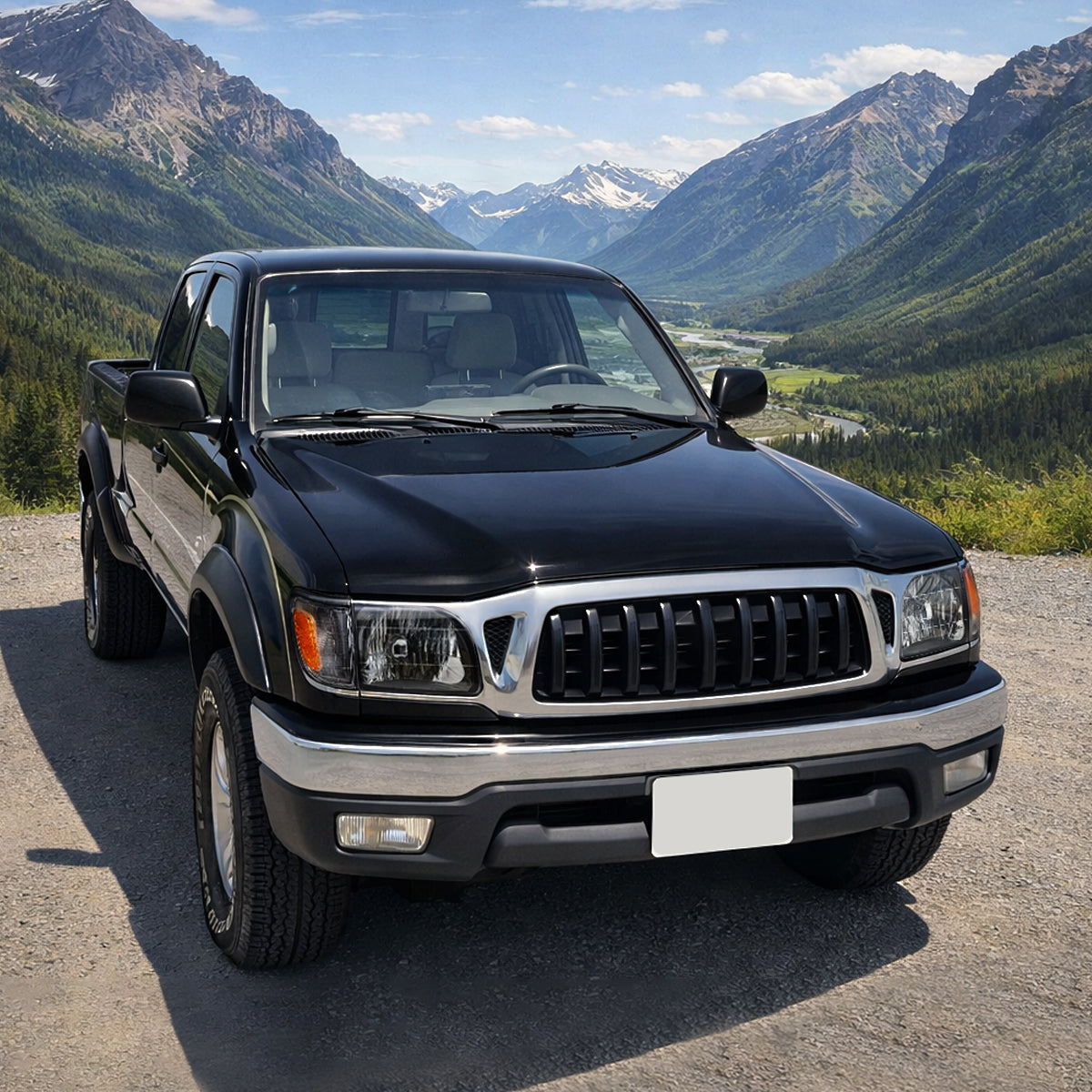 Ronnin - Se adapta a Toyota Tacoma 2001-2004 Faros de repuesto de fábrica + Montaje de luces direccionales de esquina ámbar Par | Negro