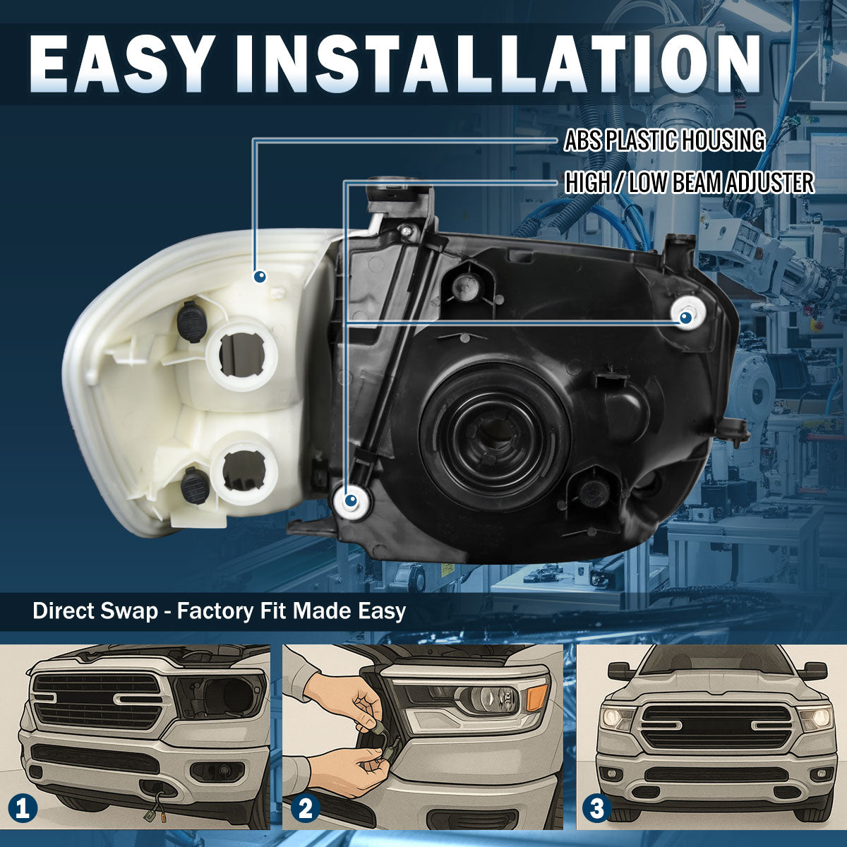 Ronnin - Compatible con Toyota Tundra Sequoia 2005-2007 Juego de faros delanteros halógenos de repuesto + luces de esquina | Ahumado
