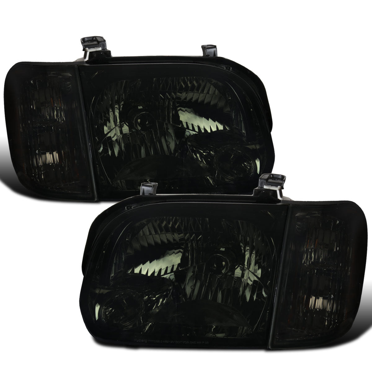 Ronnin - Compatible con Toyota Tundra Sequoia 2005-2007 Juego de faros delanteros halógenos de repuesto + luces de esquina | Ahumado