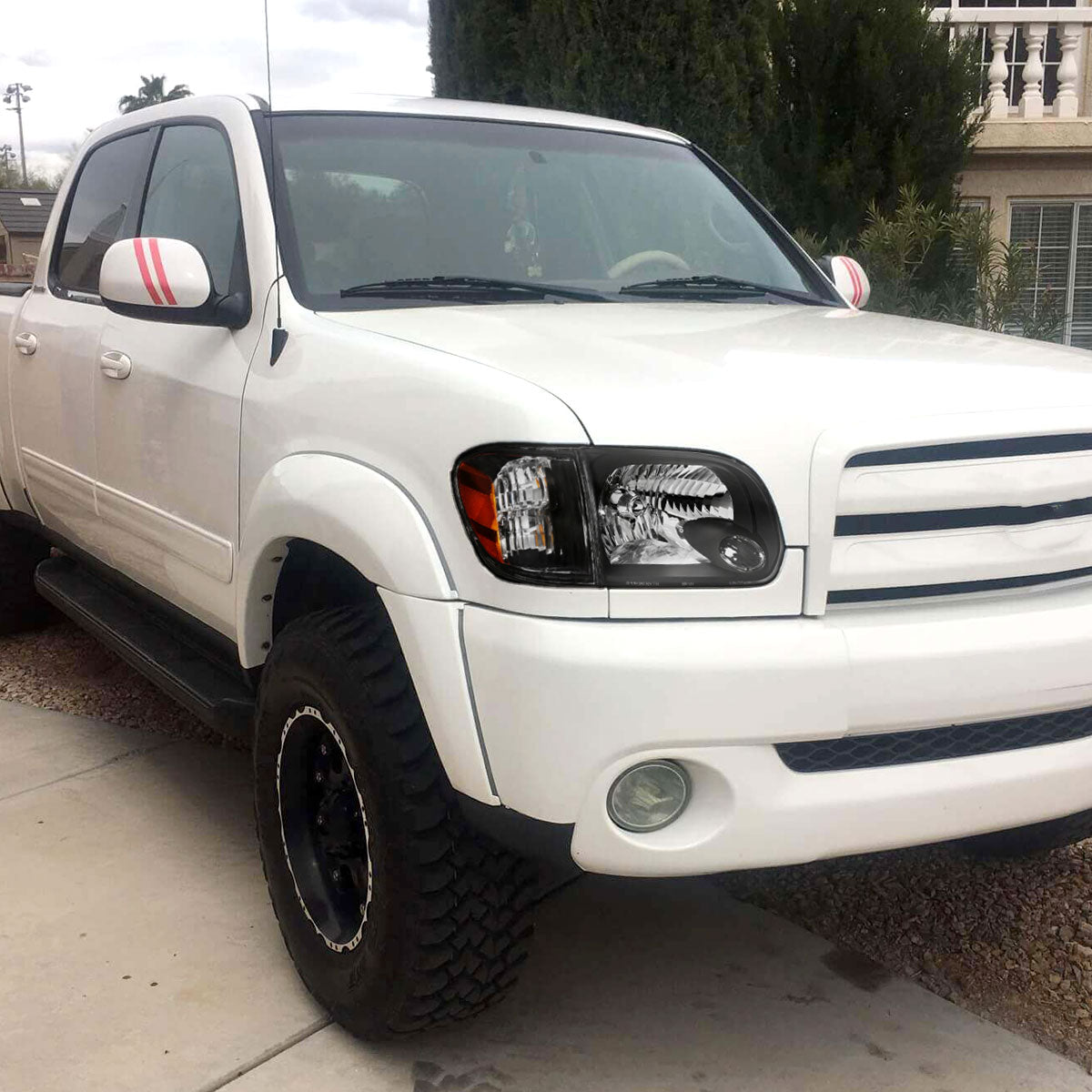 Ronnin - Se adapta a los faros delanteros halógenos de repuesto de fábrica para Toyota Tundra Sequoia 2005-2007 + conjunto de luces de esquina par | Negro