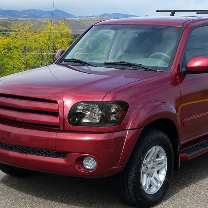 Ronnin - Se adapta a los faros delanteros halógenos de repuesto de fábrica para Toyota Tundra Sequoia 2005-2007 + conjunto de luces de esquina par | Negro