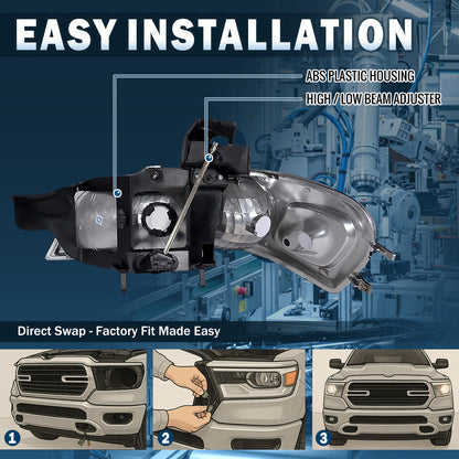 Ronnin - Se adapta a Chevy Venture 1997-2005 Par de faros delanteros halógenos de repuesto + Conjunto de luces de esquina | Cromo