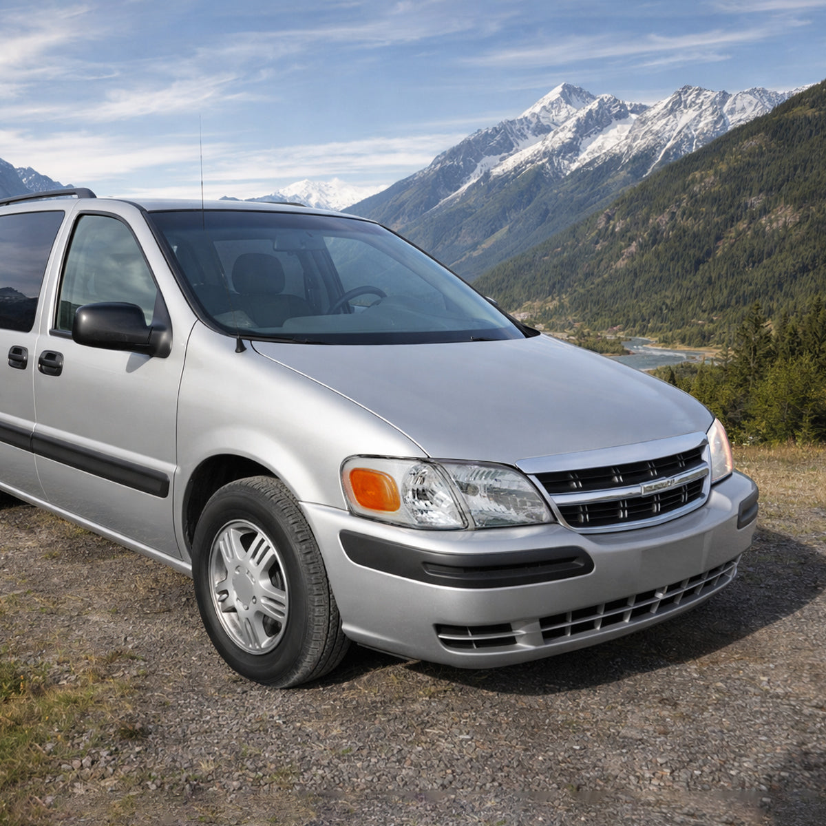 Ronnin - Se adapta a Chevy Venture 1997-2005 Par de faros delanteros halógenos de repuesto + Conjunto de luces de esquina | Cromo