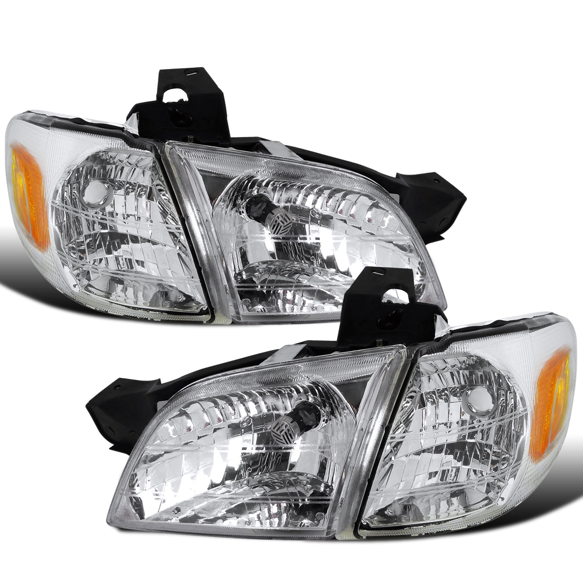 Ronnin - Se adapta a Chevy Venture 1997-2005 Par de faros delanteros halógenos de repuesto + Conjunto de luces de esquina | Cromo