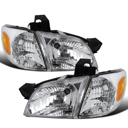 Ronnin - Se adapta a Chevy Venture 1997-2005 Par de faros delanteros halógenos de repuesto + Conjunto de luces de esquina | Cromo
