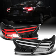 Ronnin - Fits 2018-2022 Honda Accord Sedan 4Dr Upgraded Full LED Tail Lights Sequential Turn Signals + Animated Startup Effect Assembly Pair | Black