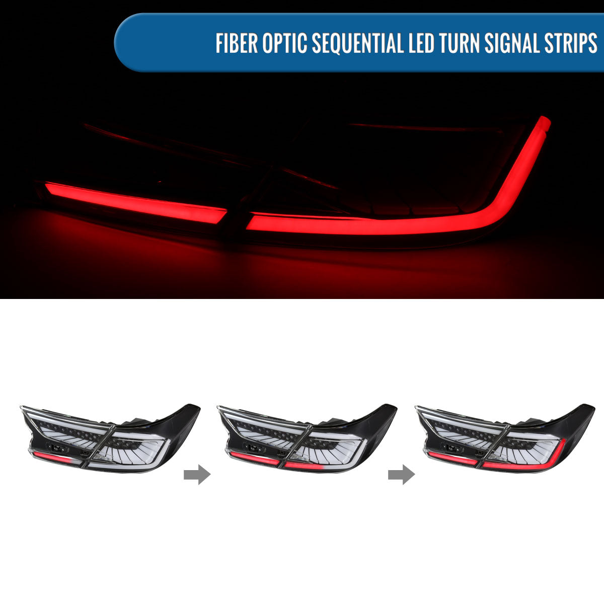 Ronnin - Fits 2018-2022 Honda Accord Sedan 4Dr Aggressive Upgraded Full LED Tail Lights Sequential Turn Signals + Animated Startup Effect Assembly Pair | Black