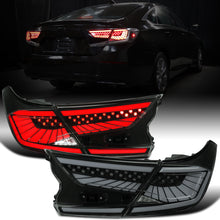 Ronnin - Fits 2018-2022 Honda Accord Sedan 4Dr Aggressive Upgraded Full LED Tail Lights Sequential Turn Signals + Animated Startup Effect Assembly Pair | Black Smoke | White Tube