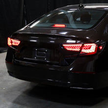 Ronnin - Fits 2018-2022 Honda Accord Sedan 4Dr Aggressive Upgraded Full LED Tail Lights Sequential Turn Signals + Animated Startup Effect Assembly Pair | Black Smoke