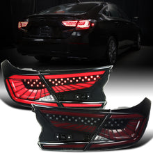 Ronnin - Fits 2018-2022 Honda Accord Sedan 4Dr Aggressive Upgraded Full LED Tail Lights Sequential Turn Signals + Animated Startup Effect Assembly Pair | Black Smoke