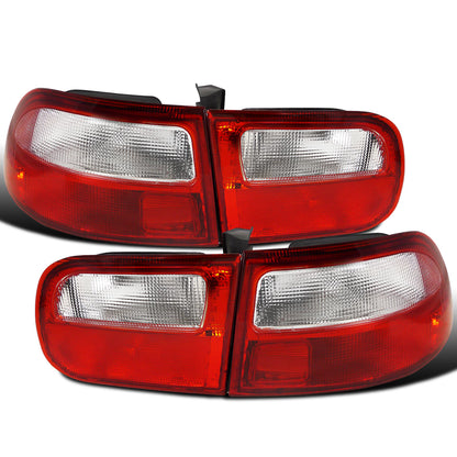 Ronnin - Fits 1992-1995 Honda Civic Coupe 2Dr Hatchback Factory Replacement Tail Lights Assembly Pair | Red Clear