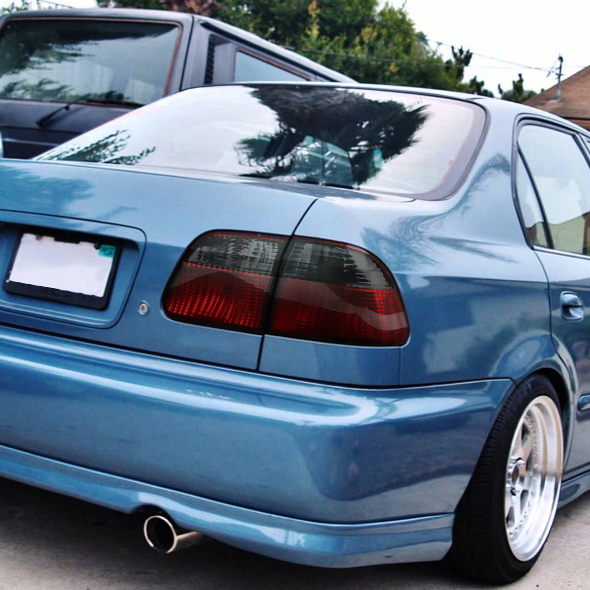 Ronnin - Fits 1999-2000 Honda Civic Sedan 4Dr Factory Replacement Tail Lights Assembly Pair | Red Smoke