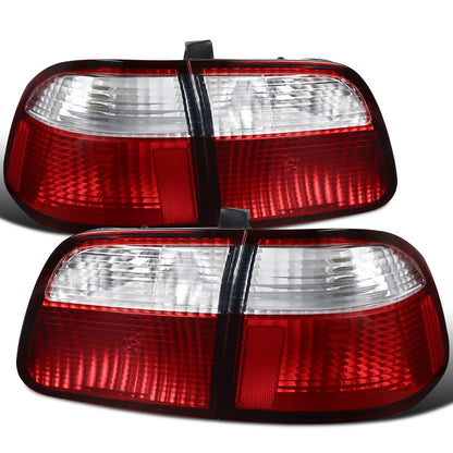 Ronnin - Fits 1999-2000 Honda Civic Sedan 4Dr Factory Replacement Tail Lights Assembly Pair | Red Clear