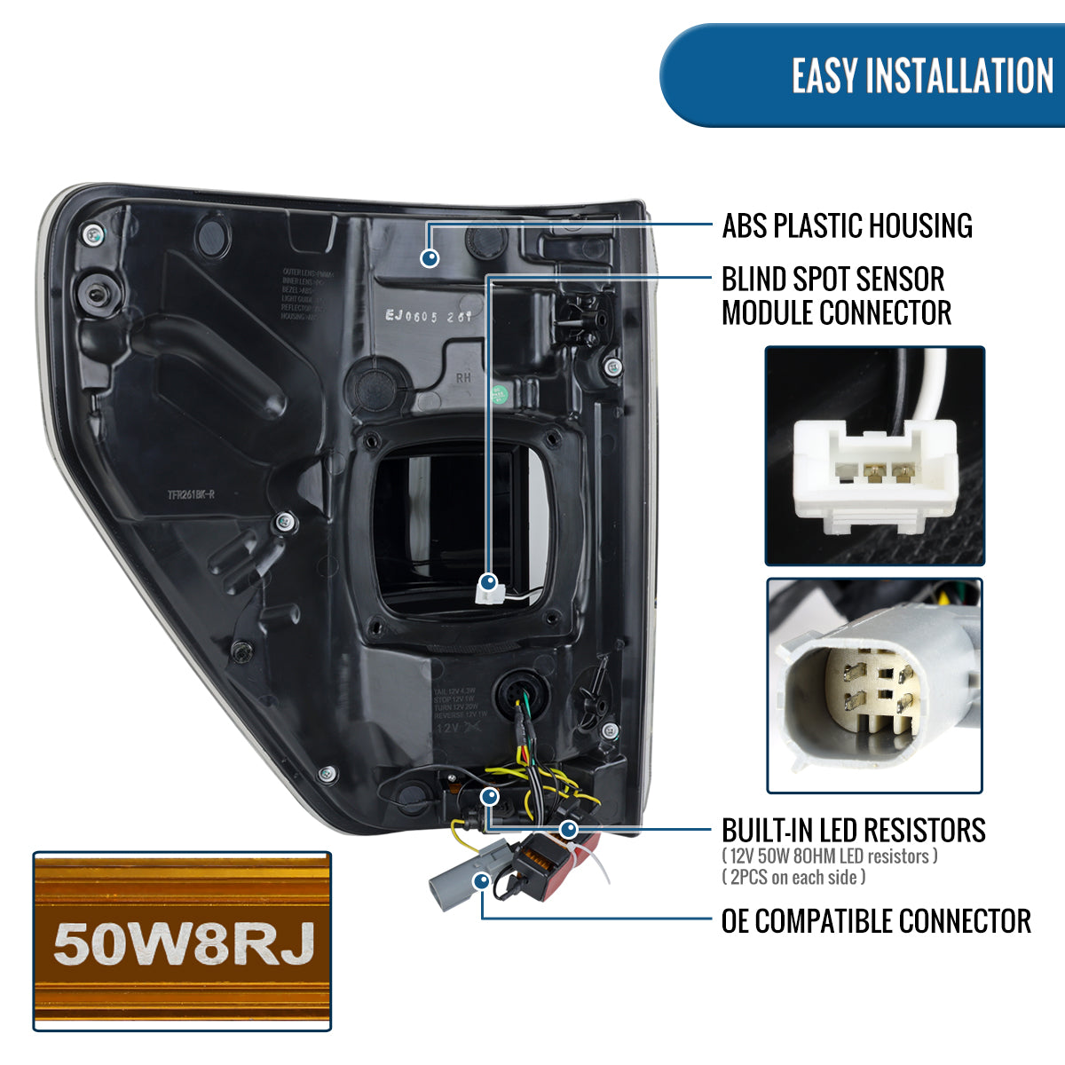 Ronnin - Luces traseras LED completas para Ford F150 2021-2023 con intermitentes secuenciales de punto ciego + conjunto de efecto de inicio animado | Humo negro | Tubo blanco