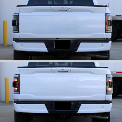 Ronnin - Luces traseras LED completas para Ford F150 2021-2023 con intermitentes secuenciales de punto ciego + conjunto de efecto de inicio animado | Negro | Tubo blanco