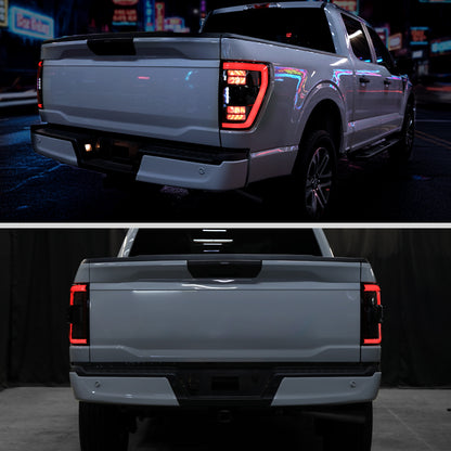 Ronnin - Luces traseras LED completas para Ford F150 2021-2023 con intermitentes secuenciales de punto ciego + conjunto de efecto de arranque animado | Negro