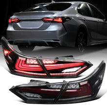Ronnin - Fits 2018-2022 Toyota Camry Full LED Tail Lights Sequential Turn Signal + Animated Startup Effect Lamps Assembly Pair | Glossy Black