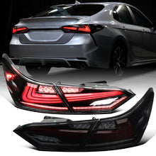 Ronnin - Fits 2018-2022 Toyota Camry Full LED Tail Lights Sequential Turn Signal + Animated Startup Effect Lamps Assembly Pair | Black Smoke