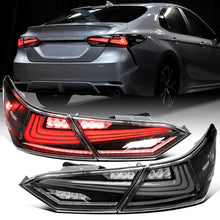 Ronnin - Fits 2018-2022 Toyota Camry Full LED Tail Lights Sequential Turn Signal + Animated Startup Effect Lamps Assembly Pair | Black