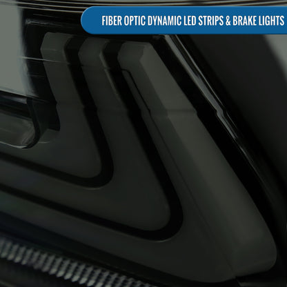 Ronnin - Fits 2018-2022 Toyota Camry Full LED Tail Lights Sequential Turn Signal + Animated Startup Effect Lamps Assembly Pair | Black Smoke